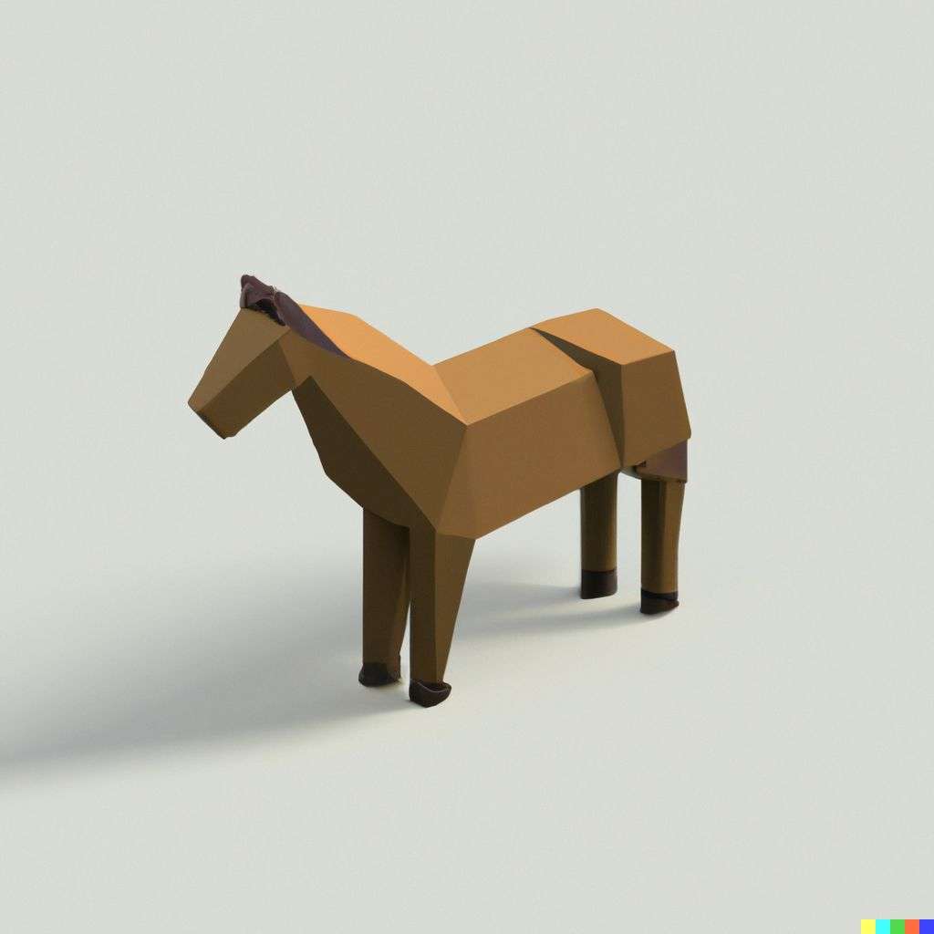 a horse, low polygon isometric render